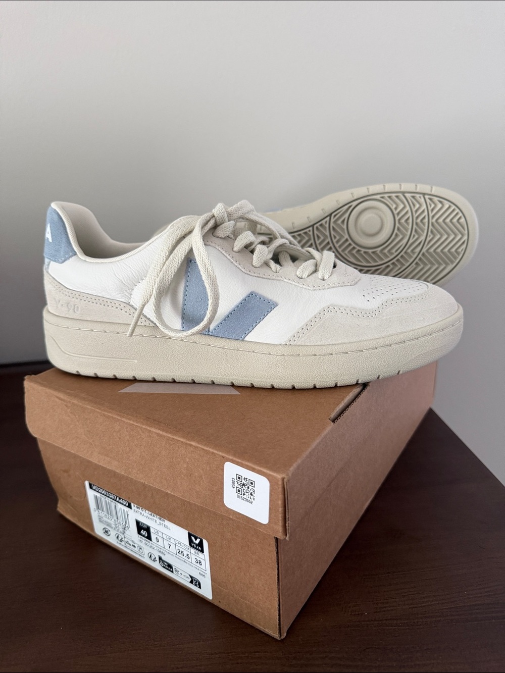 Veja Women's White Sneakers with Light Blue Accents